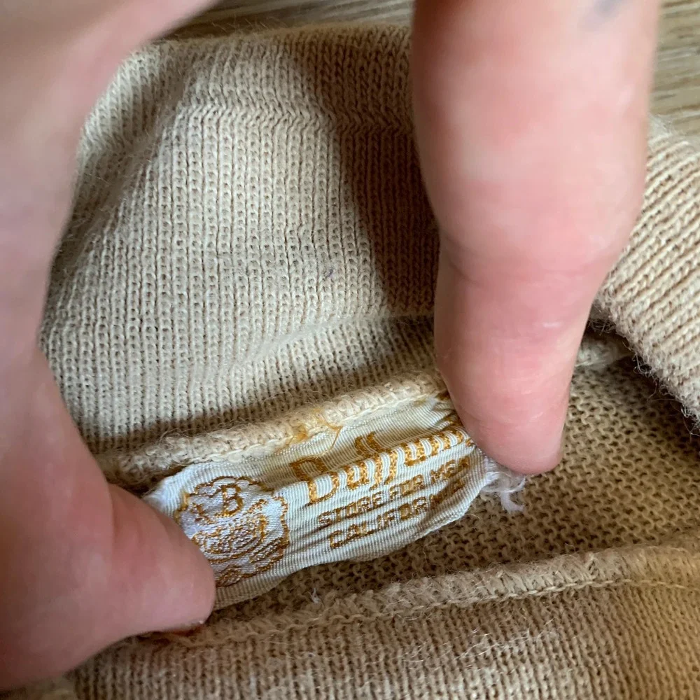 Vintage 1960s Buffums California Short Sleeve Knit Turtleneck Sweater Beige - 11